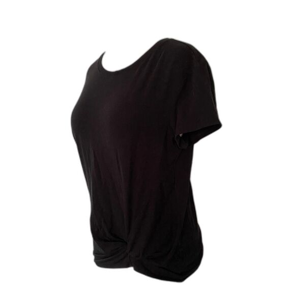 Athleta Black Side Knot Stretchy Short Sleeve Crewneck Top Tee Soft Fabric Sz S - Picture 4 of 6